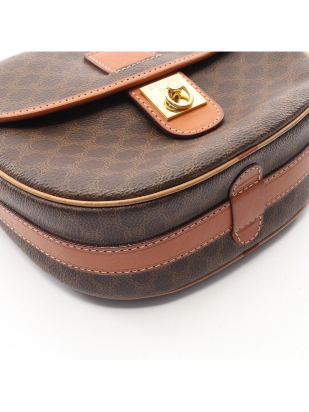 Celine Shoulder Bag Macadam Dark Brown Canvas Leather - Picture 11 of 11